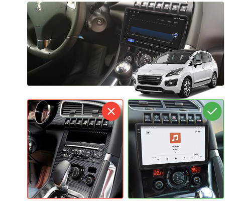 Штатная магнитола Lesko для Peugeot 5008 I Рестайлинг 2013-2016 экран 9" 4/64 QLED CarPlay 4G Wi-Fi GPS 360 Prime
