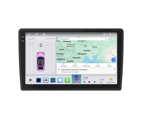 Штатная магнитола Lesko для Peugeot Partner II Рестайлинг 2 2015-н.в. экран 9" 4/64 QLED CarPlay 4G Wi-Fi GPS 360 Prime