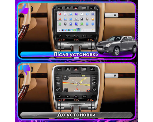 Штатная магнитола Lesko для Porsche Cayenne I (955) 2002-2007 экран 9" 4/64 QLED CarPlay 4G Wi-Fi GPS 360 Prime