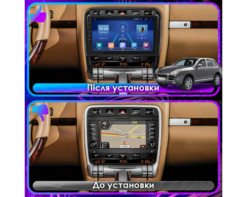 Штатная магнитола Lesko для Porsche Cayenne I (955) 2002-2007 экран 9" 4/32Gb 4G Wi-Fi GPS Top