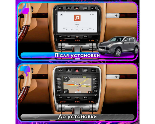 Штатная магнитола Lesko для Porsche Cayenne I Рестайлинг (957) 2007-2010 экран 9" 4/64 QLED CarPlay 4G Wi-Fi GPS 360 Prime