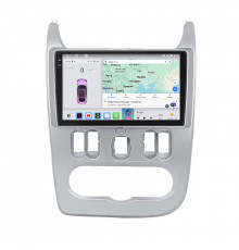 Штатная магнитола Lesko для Renault Logan I Рестайлинг 2009-2015 экран 9" 4/64 QLED CarPlay 4G Wi-Fi GPS 360 Prime