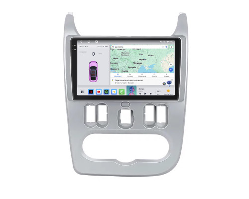 Штатная магнитола Lesko для Renault Logan I Рестайлинг 2009-2015 экран 9" 4/64 QLED CarPlay 4G Wi-Fi GPS 360 Prime