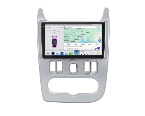 Штатная магнитола Lesko для Renault Sandero I 2009-2014 экран 9" 4/64 QLED CarPlay 4G Wi-Fi GPS 360 Prime