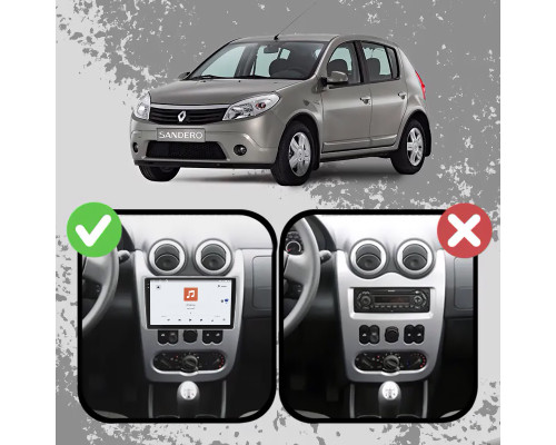 Штатная магнитола Lesko для Renault Sandero I 2009-2014 экран 9" 4/64 QLED CarPlay 4G Wi-Fi GPS 360 Prime