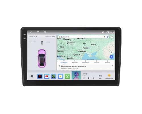 Штатная магнитола Lesko для Renault Trafic II 2001-2006 экран 10" 4/64 QLED CarPlay 4G Wi-Fi GPS 360 Prime