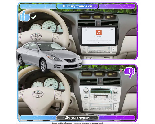 Штатная магнитола Lesko для Toyota Camry Solara II 2003-2009 экран 9" 4/64 QLED CarPlay 4G Wi-Fi GPS 360 Prime