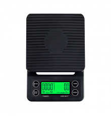Весы с таймером для кофе Choxila MS-K07 электронные для бариста с резиновым ковриком настольные для кофейни Black 3 кг