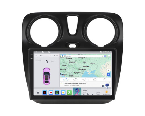 Штатная магнитола Lesko для Dacia Dokker I Рестайлинг ver 2 2017-н.в экран 9" 4/64 QLED CarPlay 4G Wi-Fi GPS 360 Prime