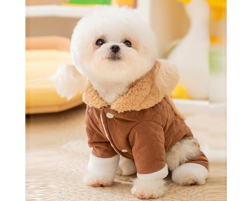 Комбинезон с капюшоном для собак Lucky 2410SXMJ0173 тедди с петлей для поводка Brown XS