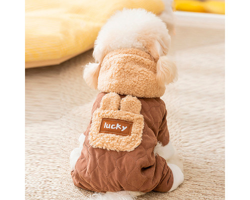 Комбинезон с капюшоном для собак Lucky 2410SXMJ0173 тедди с петлей для поводка Brown XS