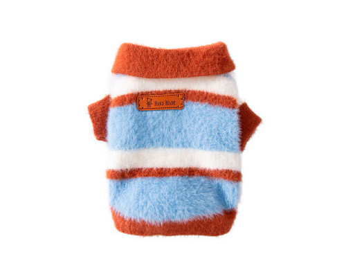 Пушистый свитер поло для собак и кошек 2410SXXF0137 вязаный теплый  Brown XS