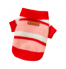 Пушистый свитер поло для собак и кошек 2410SXXF0137 вязаный теплый  Red S