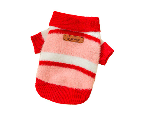 Пушистый свитер поло для собак и кошек 2410SXXF0137 вязаный теплый  Red XS