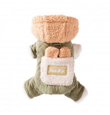 Комбинезон с капюшоном для собак Lucky 2410SXMJ0173 тедди с петлей для поводка Green XS