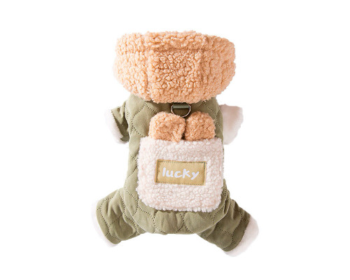 Комбинезон с капюшоном для собак Lucky 2410SXMJ0173 тедди с петлей для поводка Green XS