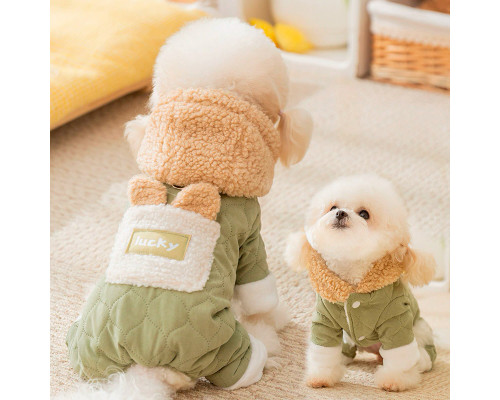 Комбинезон с капюшоном для собак Lucky 2410SXMJ0173 тедди с петлей для поводка Green XS