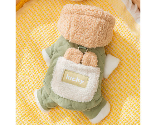 Комбинезон с капюшоном для собак Lucky 2410SXMJ0173 тедди с петлей для поводка Green XS