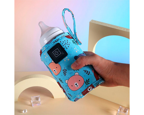 Портативный подогреватель N-009 Bear для детской бутылочки USB цифровой дисплей Blue