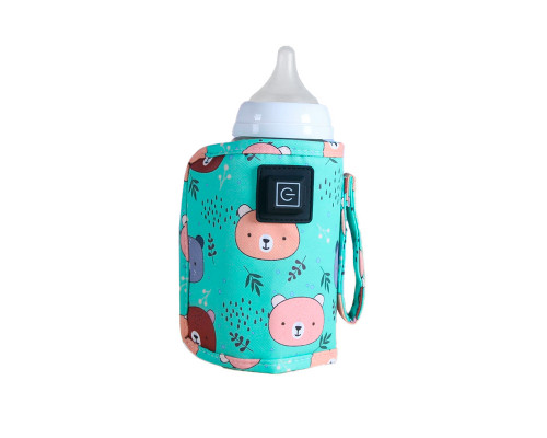 Портативный подогреватель N-009 Bear для детской бутылочки USB цифровой дисплей Green