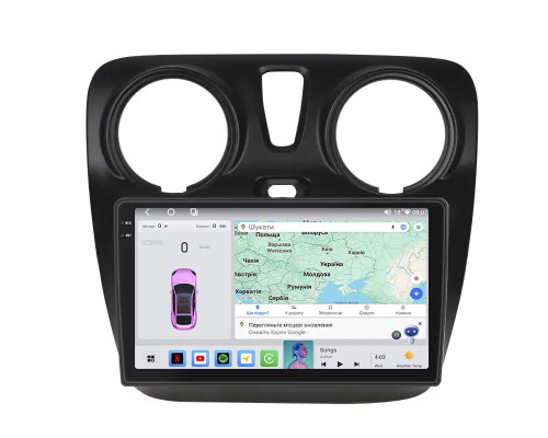 Штатная магнитола Lesko для Dacia Sandero II ver 2 2012-2016 экран 9" 4/64 QLED CarPlay 4G Wi-Fi GPS 360 Prime