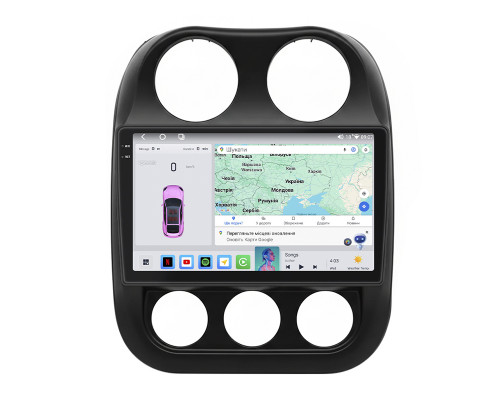 Штатная магнитола Lesko для Jeep Patriot  2007-2016 экран 10" 4/64 QLED CarPlay 4G Wi-Fi GPS 360 Prime