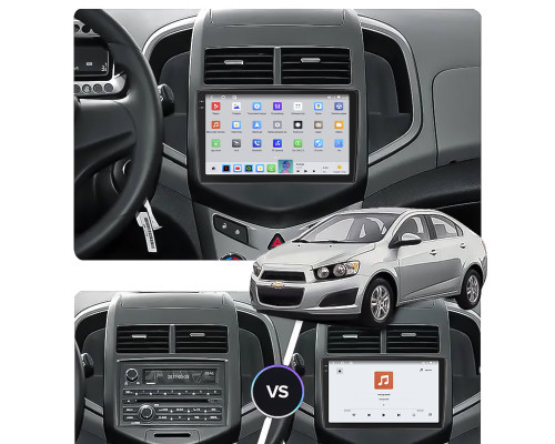 Штатная магнитола Lesko для Chevrolet Sonic I 2011-2016 экран 9" 4/64 QLED CarPlay 4G Wi-Fi GPS 360 Prime
