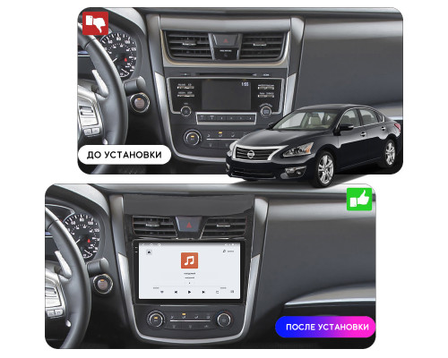Штатная магнитола Lesko для Nissan Altima V (L33) 2012-2015 экран 10" 4/64 QLED CarPlay 4G Wi-Fi GPS 360 Prime