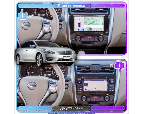 Штатная магнитола Lesko для Nissan Altima V (L33) 2012-2018 экран 9" 4/64 QLED CarPlay 4G Wi-Fi GPS 360 Prime