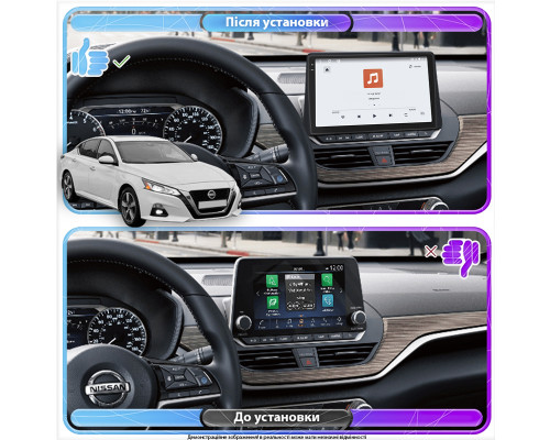 Штатная магнитола Lesko для Nissan Altima VI (L34) 2018-н.в. экран 10" 4/64 QLED CarPlay 4G Wi-Fi GPS 360 Prime