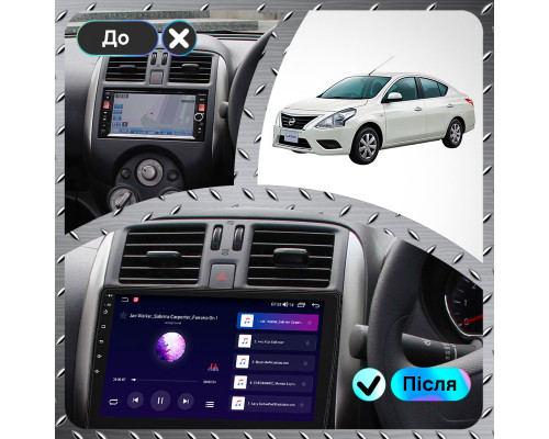 Штатная магнитола Lesko для Nissan Latio I (N17) Рестайлинг 2014-2016 экран 9" 2/32Gb CarPlay 4G Wi-Fi GPS Prime