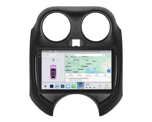 Штатная магнитола Lesko для Nissan March IV (K13) 2010-2013 экран 9" 4/64 QLED CarPlay 4G Wi-Fi GPS 360 Prime