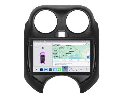 Штатная магнитола Lesko для Nissan Micra IV (K13) Рестайлинг 2013-2016 экран 9" 4/64 QLED CarPlay 4G Wi-Fi GPS 360 Prime