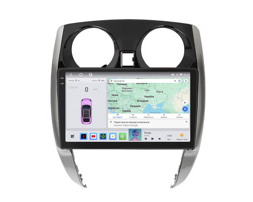 Штатная магнитола Lesko для Nissan Note II 2012-2016 экран 10" 4/64 QLED CarPlay 4G Wi-Fi GPS 360 Prime