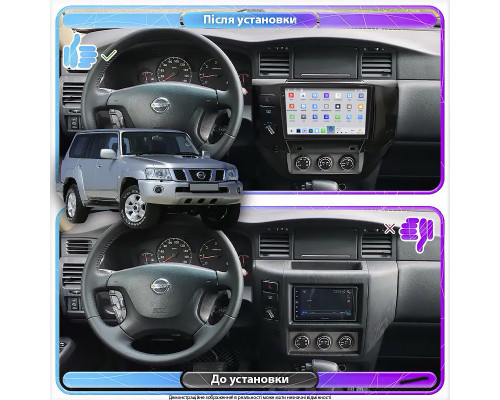 Штатная магнитола Lesko для Nissan Patrol V (Y61) Рестайлинг 2004-н.в. экран 9" 4/64 QLED CarPlay 4G Wi-Fi GPS 360 Prime