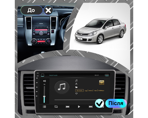 Штатная магнитола Lesko для Nissan Tiida I Рестайлинг 2010-2013 экран 9" 4/64Gb 4G Wi-Fi GPS Top