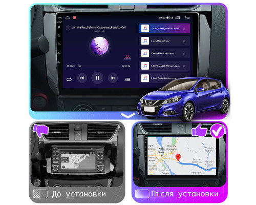 Штатная магнитола Lesko для Nissan Tiida II 2015-2018 экран 10" 4/64Gb CarPlay 4G Wi-Fi GPS Prime