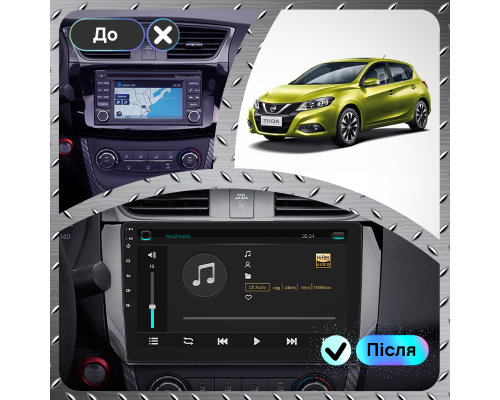 Штатная магнитола Lesko для Nissan Tiida II 2015-2018 экран 10" 4/64Gb 4G Wi-Fi GPS Top