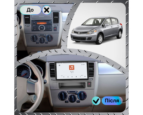 Штатная магнитола Lesko для Nissan Versa I 2006-2012 экран 9" 4/64 QLED CarPlay 4G Wi-Fi GPS 360 Prime