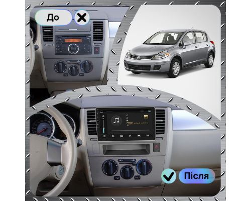 Штатная магнитола Lesko для Nissan Versa I 2006-2012 экран 9" 4/64Gb 4G Wi-Fi GPS Top
