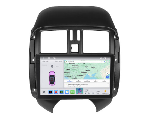 Штатная магнитола Lesko для Nissan Versa II Рестайлинг 2014-2019 экран 9" 4/64 QLED CarPlay 4G Wi-Fi GPS 360 Prime