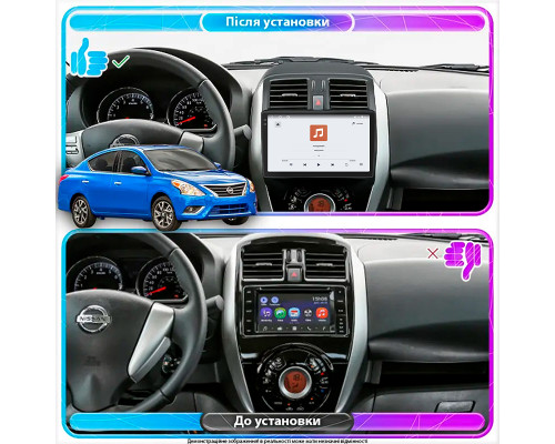 Штатная магнитола Lesko для Nissan Versa II Рестайлинг 2014-2019 экран 9" 4/64 QLED CarPlay 4G Wi-Fi GPS 360 Prime