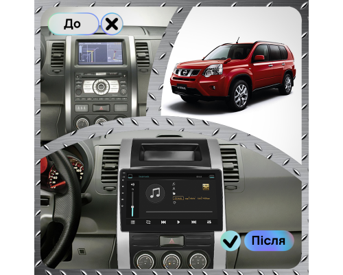 Штатная магнитола Lesko для Nissan X-Trail II Рестайлинг 2010-2015 экран 10" 2/32Gb Wi-Fi GPS Base