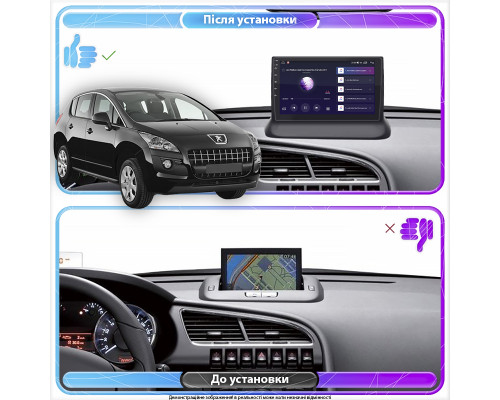 Штатная магнитола Lesko для Peugeot 3008 I ver. 2 2009-2016 экран 9" 2/32Gb CarPlay 4G Wi-Fi GPS Prime
