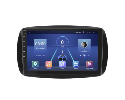 Штатная магнитола Lesko для Smart Fortwo III 2014-н.в. с экраном 9", 6/128Gb, 4G, Wi-Fi, GPS