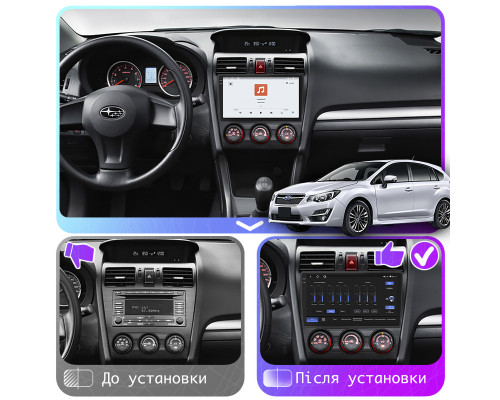 Штатная магнитола Lesko для Subaru Impreza IV 2011-2015 экран 9" 4/64 QLED CarPlay 4G Wi-Fi GPS 360 Prime