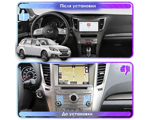 Штатная магнитола Lesko для Subaru Outback IV Рестайлинг 2012-2014 экран 9" 4/64 QLED CarPlay 4G Wi-Fi GPS 360 Prime
