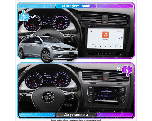 Штатная магнитола Lesko для Volkswagen Golf VII Рестайлинг 2017-н.в. экран 10" 4/64 QLED CarPlay 4G Wi-Fi GPS 360 Prime