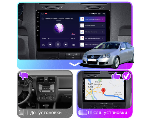 Штатная магнитола Lesko для Volkswagen Jetta V 2005-2011 экран 10" 2/32Gb CarPlay 4G Wi-Fi GPS Prime