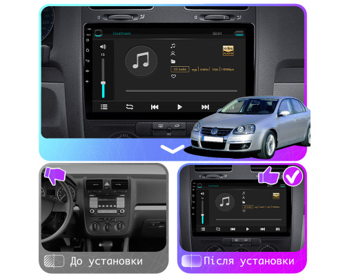 Штатная магнитола Lesko для Volkswagen Jetta V 2005-2011 экран 10" 2/32Gb 4G Wi-Fi GPS Top